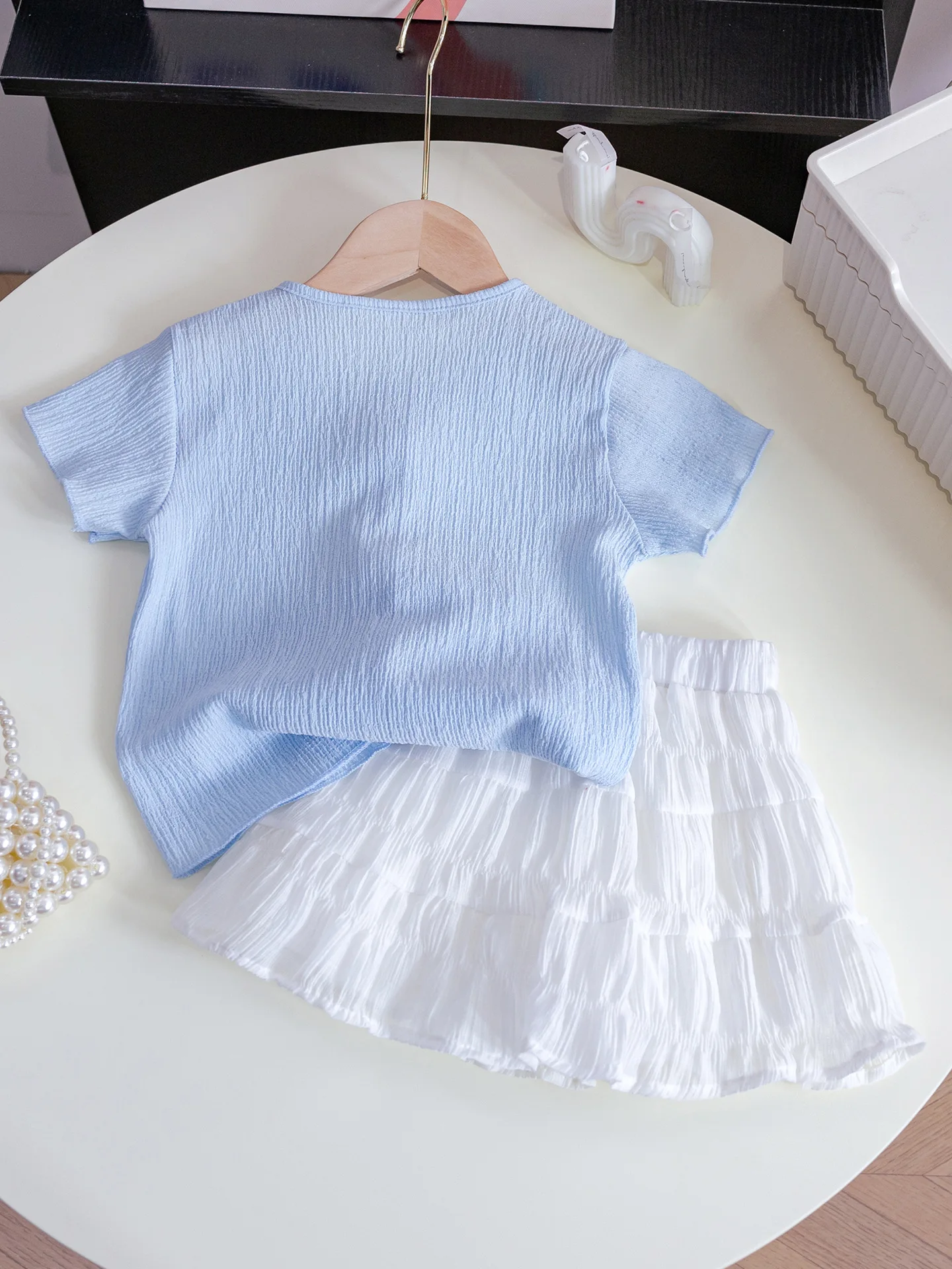 Conjunto de verano para niña con top de manga corta y falda - imagen 4