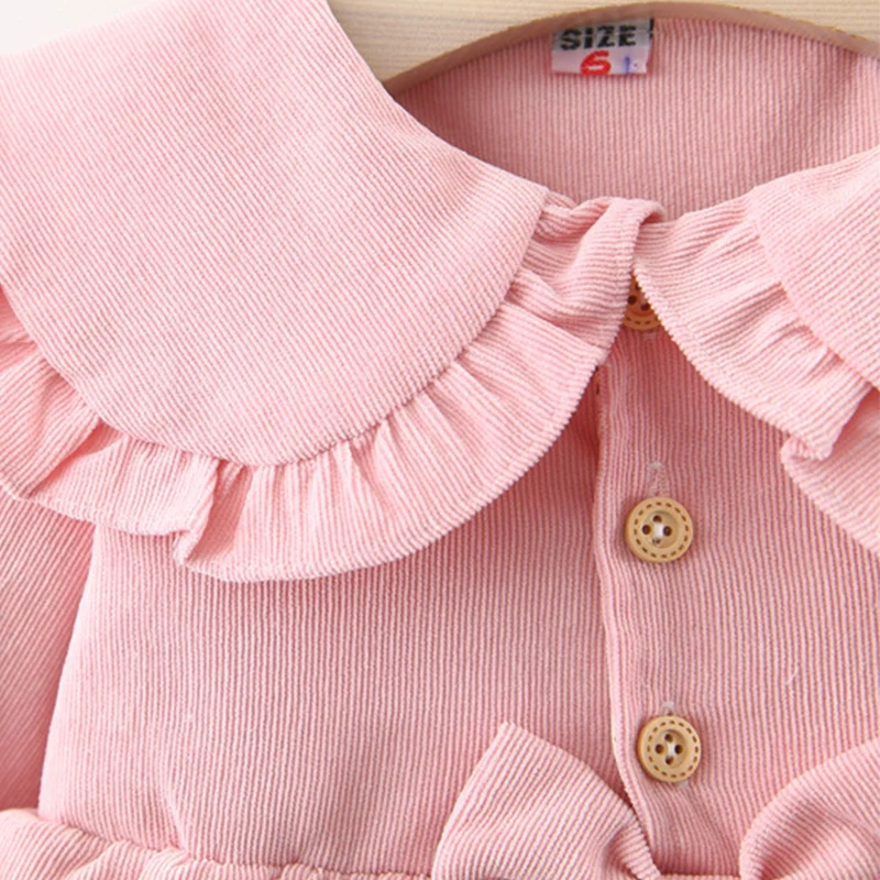 Vestido princesa rosa para niña - cuello de muñeca con lazo - imagen 2