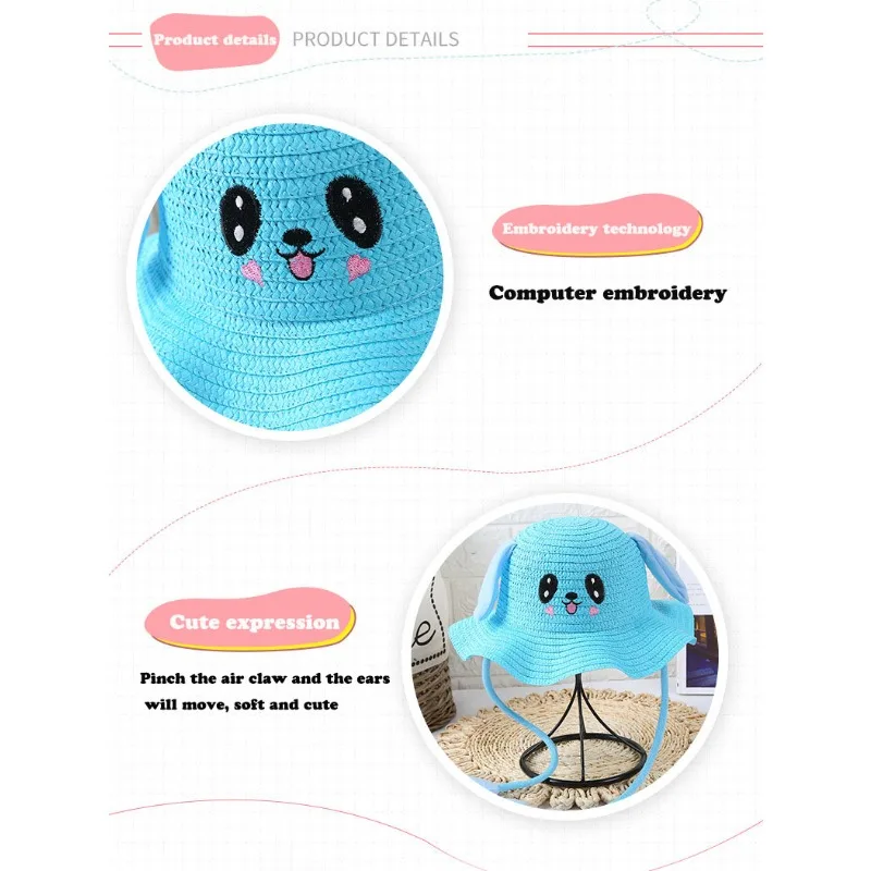 Sombrero infantil de conejo con orejas móviles y ala ancha - imagen 5