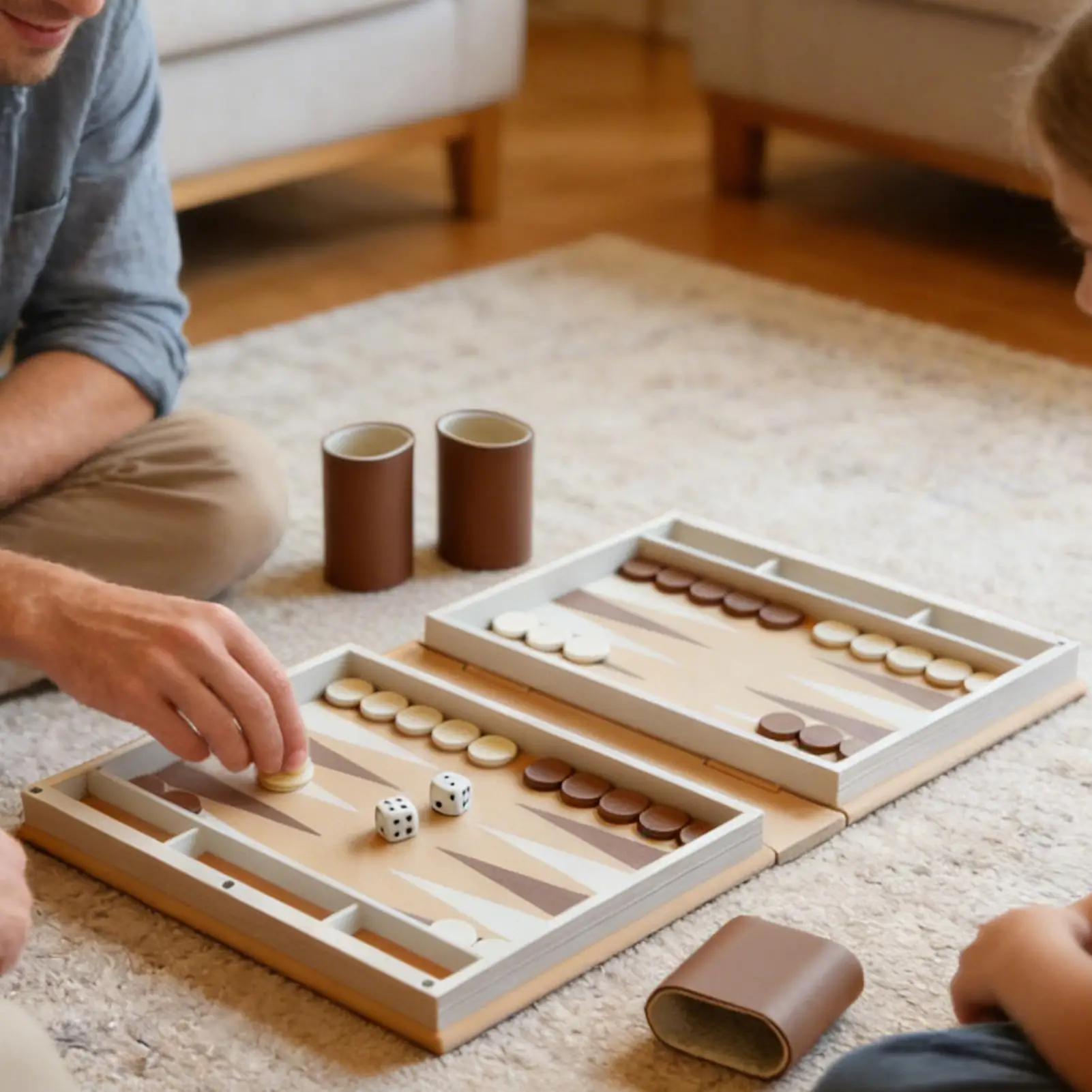 Juego de backgammon de madera plegable artesanal de lujo familiar