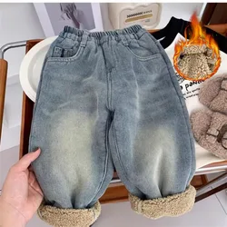 Pantalones vaqueros de lana y terciopelo para niños de invierno