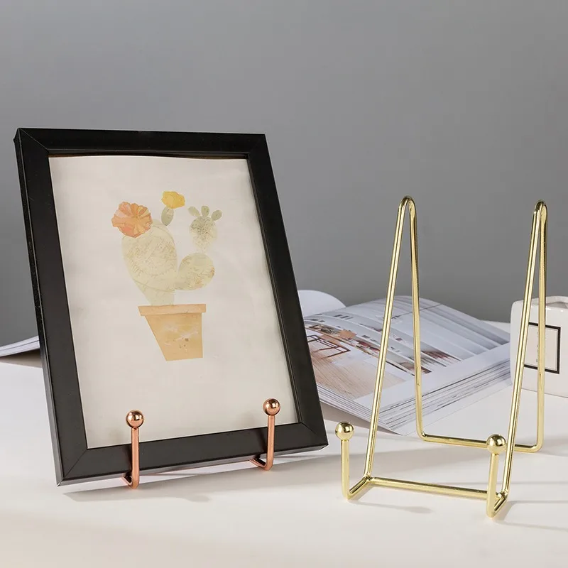 Soporte metálico para fotos de sobremesa, marco de placa decorativa