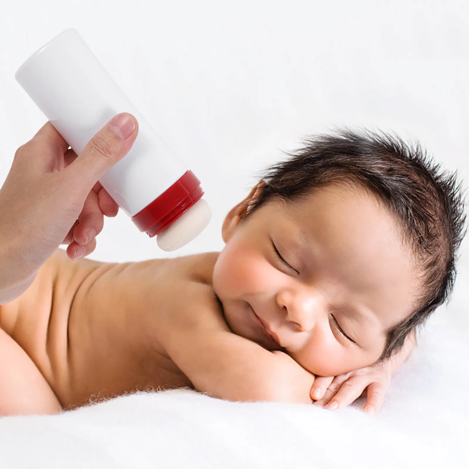 Dispensador portátil de talco para bebé con esponja suave de baño - imagen 3