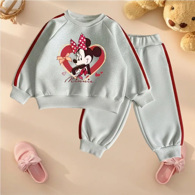 Conjunto de chándal para niña de sudadera con cuello redondo – A rayas laterales - imagen 2