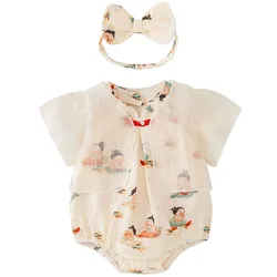 Conjunto bebé niña verano: chaqueta algodón estampada y body sin mangas