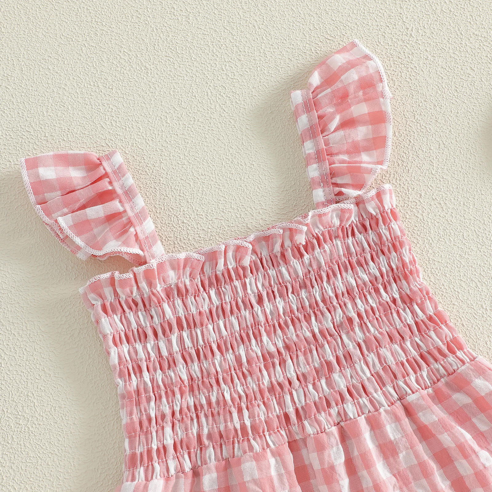 Mono bebé niña con cuadros, volantes y pantalón acampanado - imagen 5