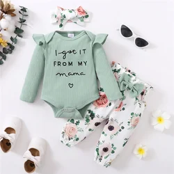 Conjunto floral de algodón para bebé niña – Primavera