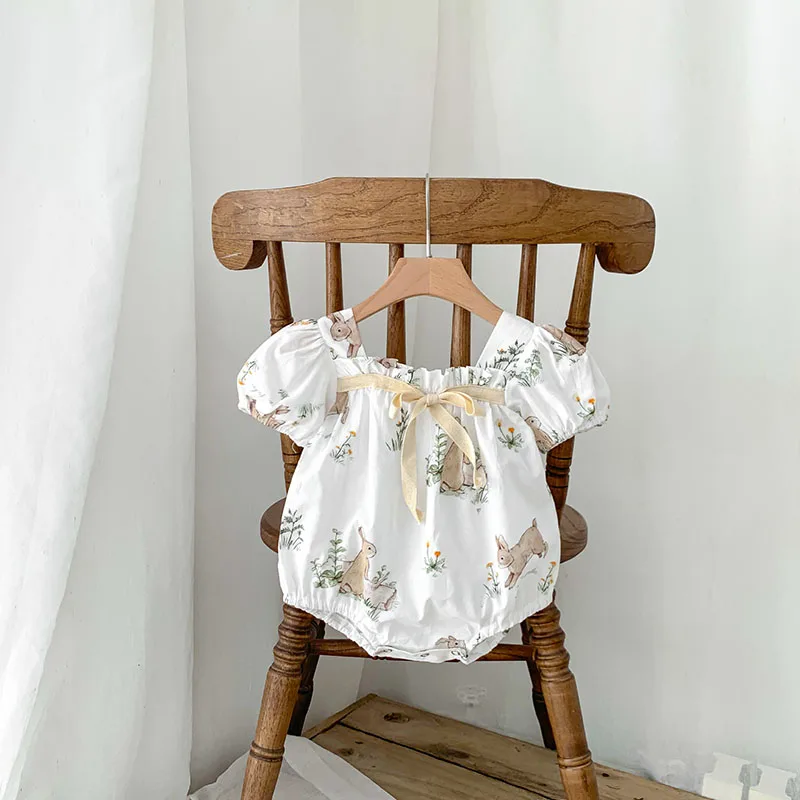 Milangel enterito floral para bebé – Mono con conejito