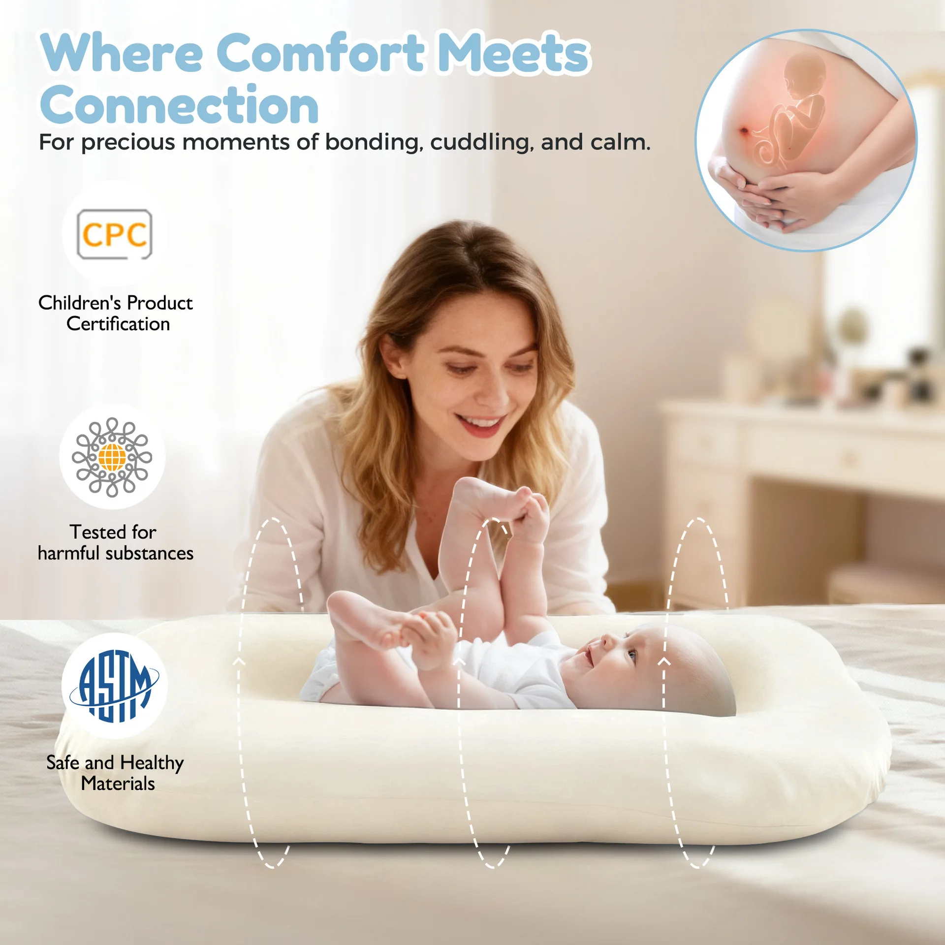 Cuna portátil transpirable para recién nacidos, nido de viaje - imagen 5