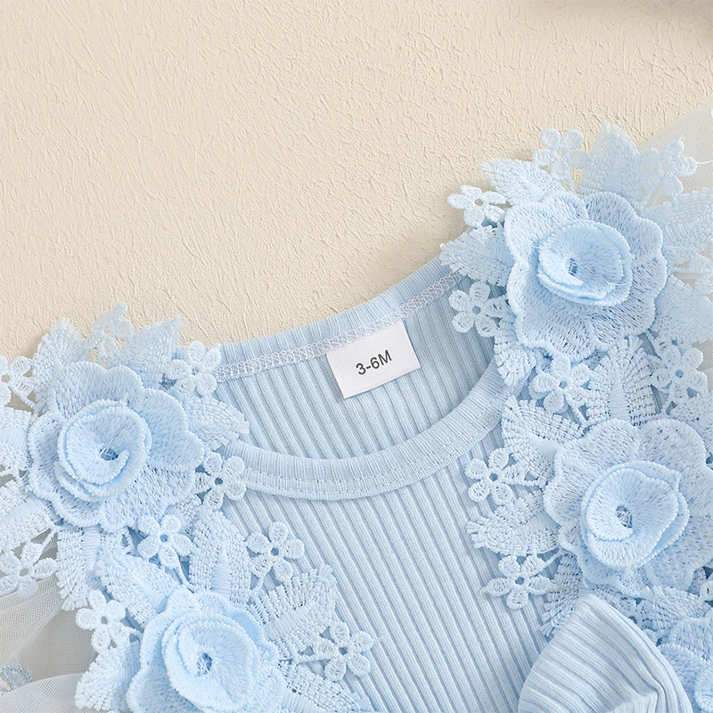 VISgogo vestido niña bordado con flores y falda de malla - imagen 3