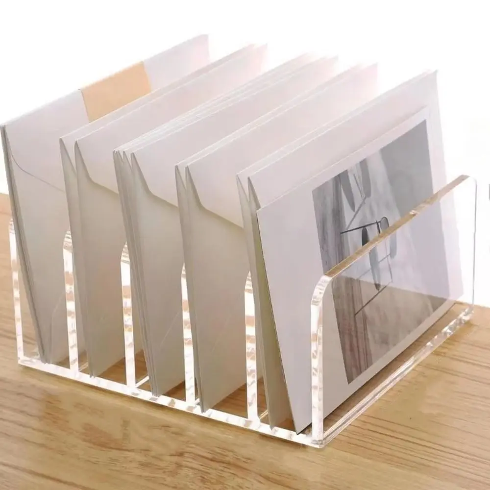 Organizador de escritorio acrílico transparente con soporte para cartas - imagen 5