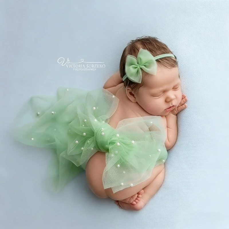 Accesorios de fotografía para recién nacido niña – manta y lazos - imagen 5