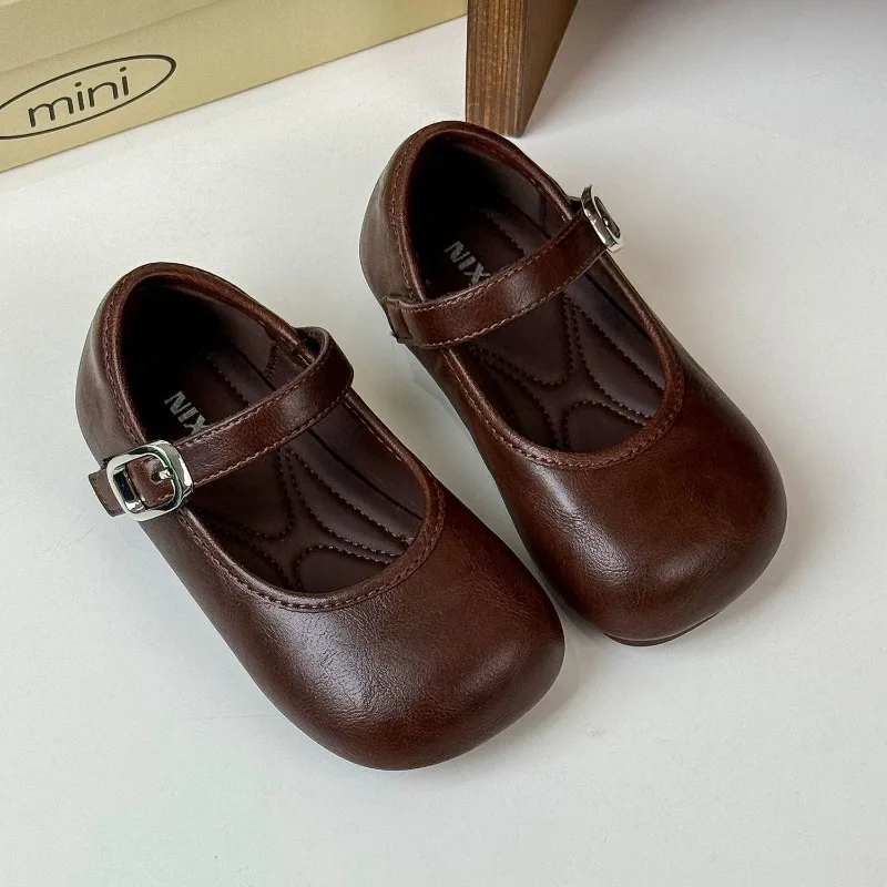 Zapatos de cuero infantiles planos antideslizantes para niña - imagen 3