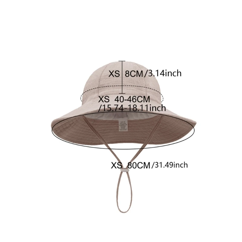 Sombrero muselina algodón bebé, ajustable para playa - imagen 4