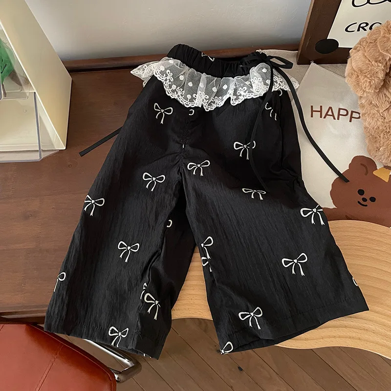 Pantalones de encaje sueltos con lazo infantil unisex - imagen 4