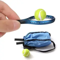 Kit raqueta tenis miniatura para muñecas con accesorios creativos