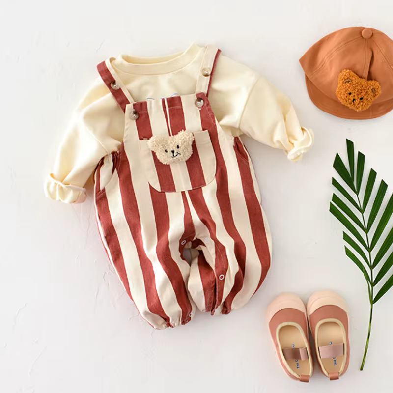 Monos con tirantes a rayas para bebé y niños – Novedad otoño - imagen 4