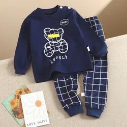 Pijama de algodón osito manga larga y pantalón primavera y otoño