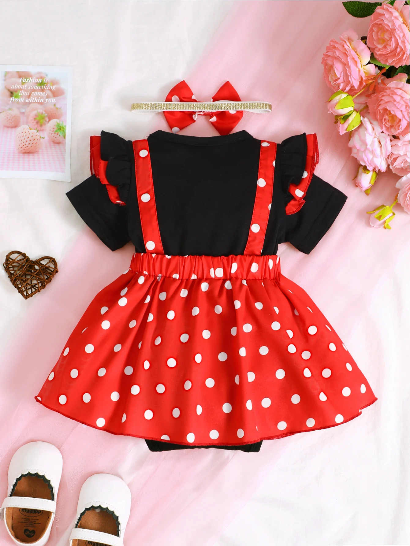 Vestido mameluco con diadema a juego para bebé recién nacida
