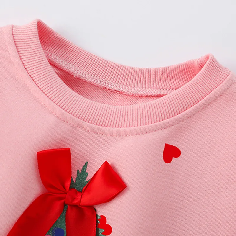 Sudadera navideña para niñas de cuello redondo cálida manga larga
