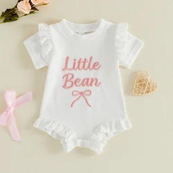 VISgogo Mono de verano para niña con letras bordadas y volantes
