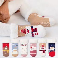 Zapatillas navideñas antideslizantes para bebé - lana gruesa