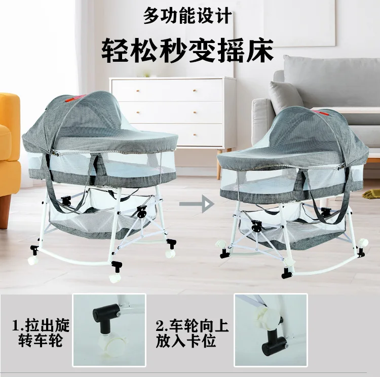 Cuna plegable multifuncional con diseño compacto