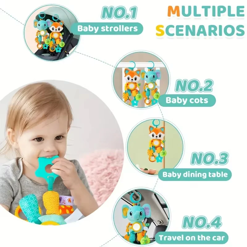 Sonajeros colgantes en espiral con animales y timbre para bebé - imagen 3
