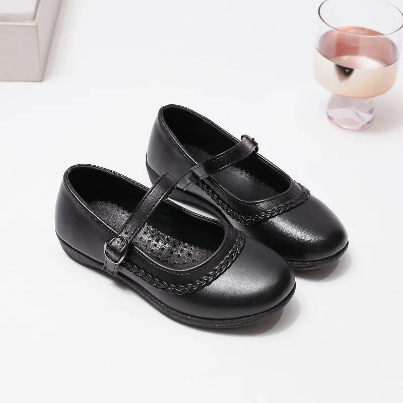 Zapatos escolares antideslizantes de piel para niña, retro planos - imagen 2