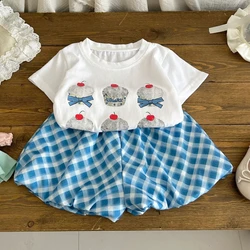 Conjunto de verano bebé niña: camiseta manga corta y pantalón corto