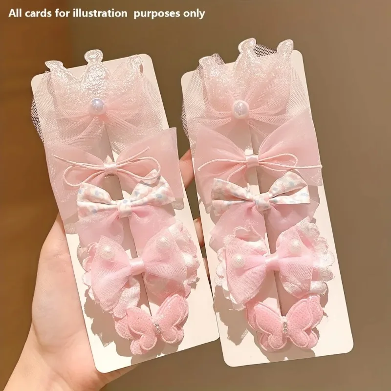 Horquillas para el cabello rosa con lazo de corona, niñas y bebés - imagen 3
