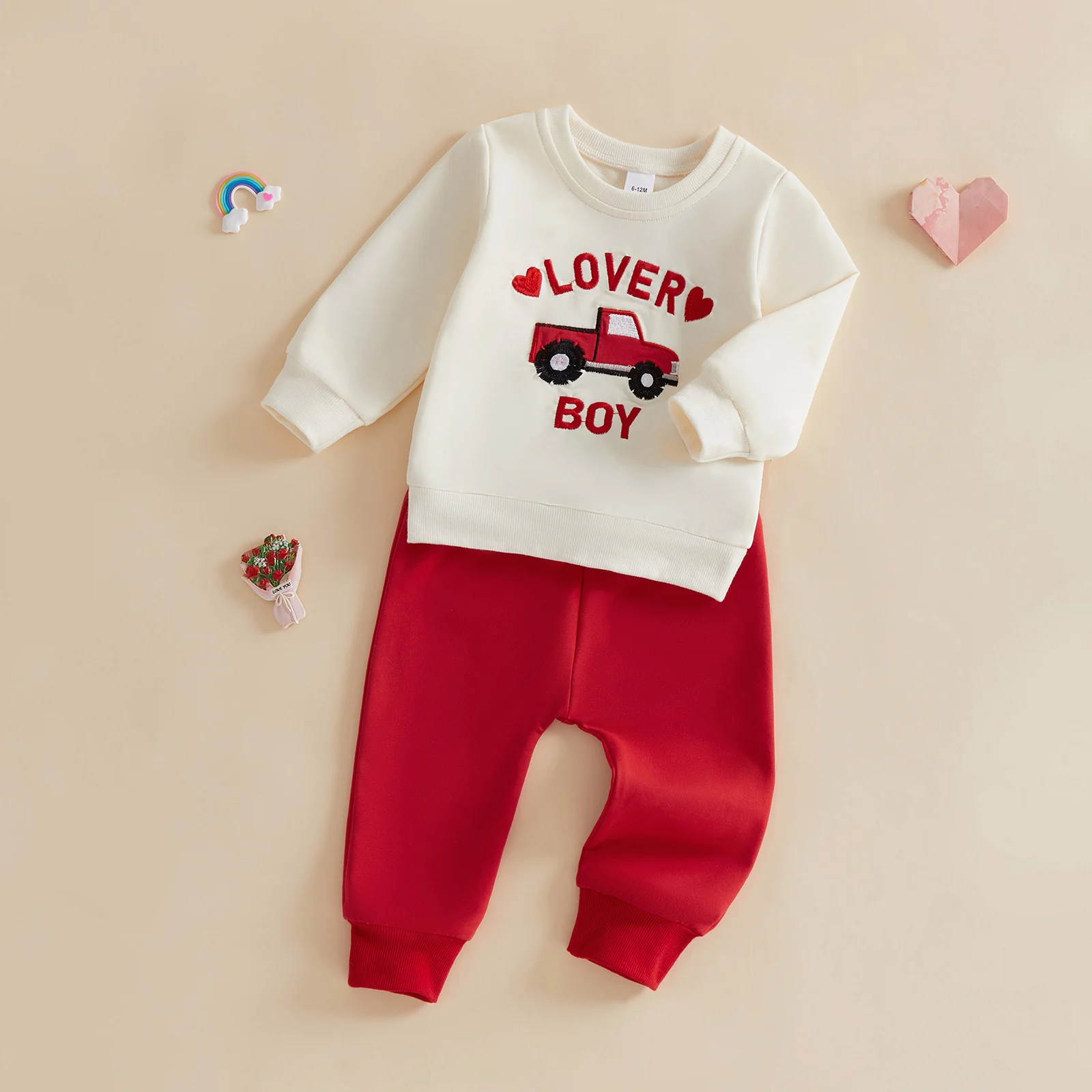 ViSgogo conjunto de sudadera infantil San Valentín con camión - imagen 2