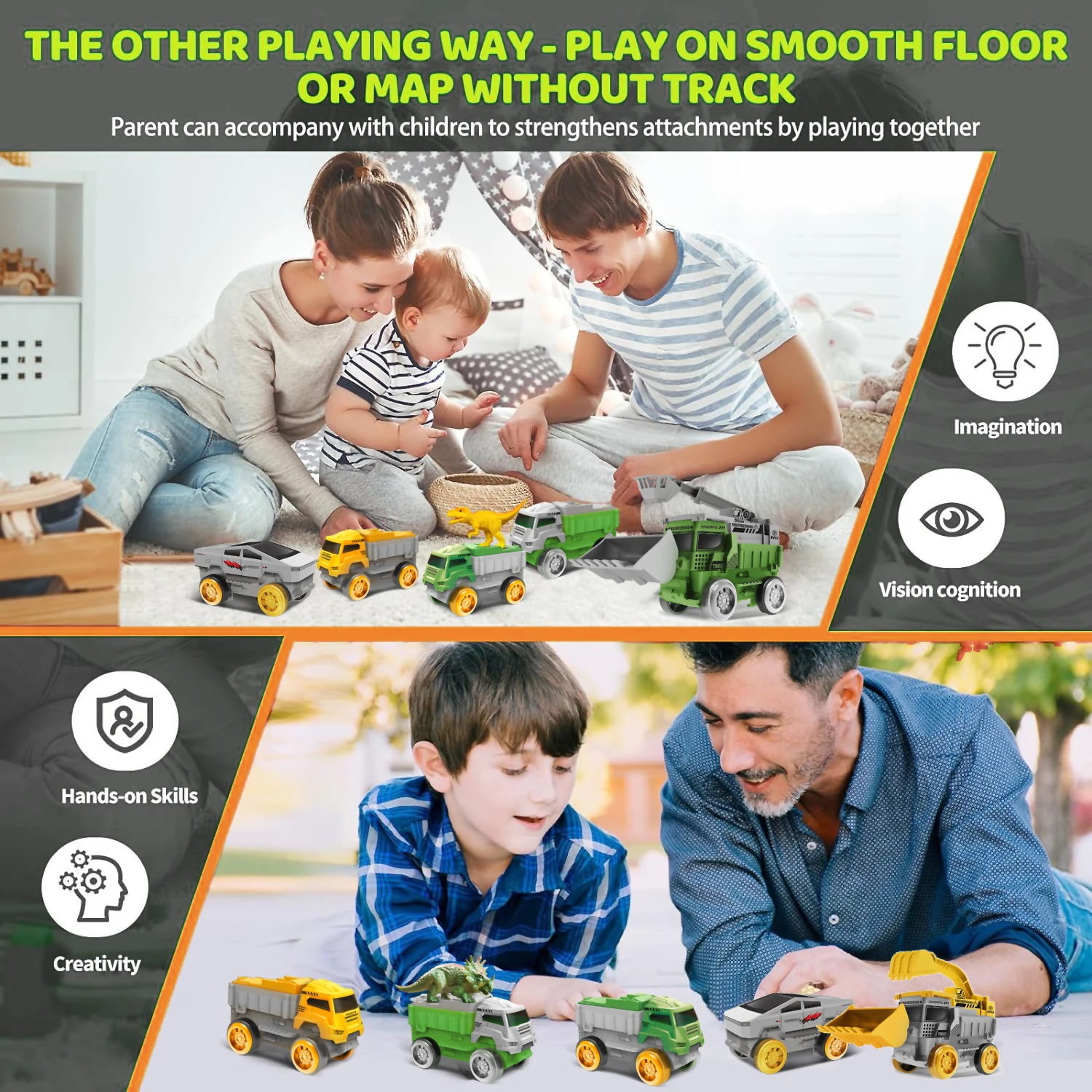 Pista eléctrica para niños de ingeniería: vía con coche y tren - imagen 2