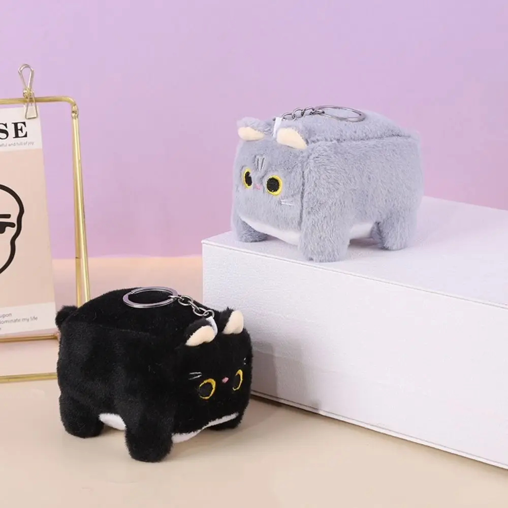 Llavero de gato calicó naranja suave, muñeco peluche - imagen 4