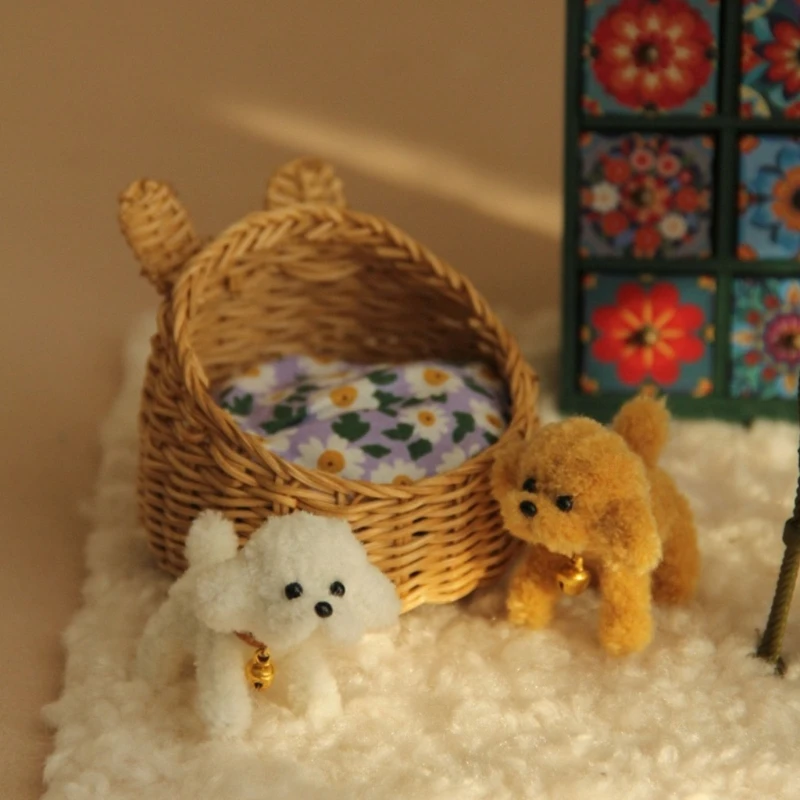 Cesta de mimbre para casa de muñecas – Decoración infantil - imagen 5