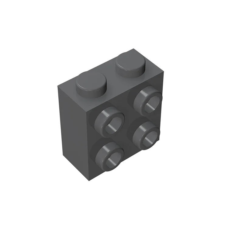 Piezas MOC 1x2x1 con pernos laterales en color gris oscuro