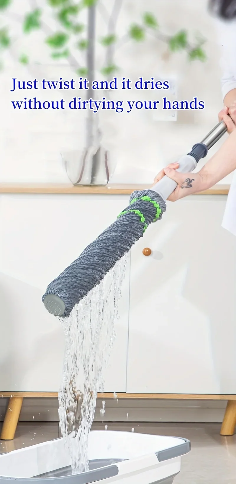 Trapeador autorroscante de microfibra para limpieza de pisos