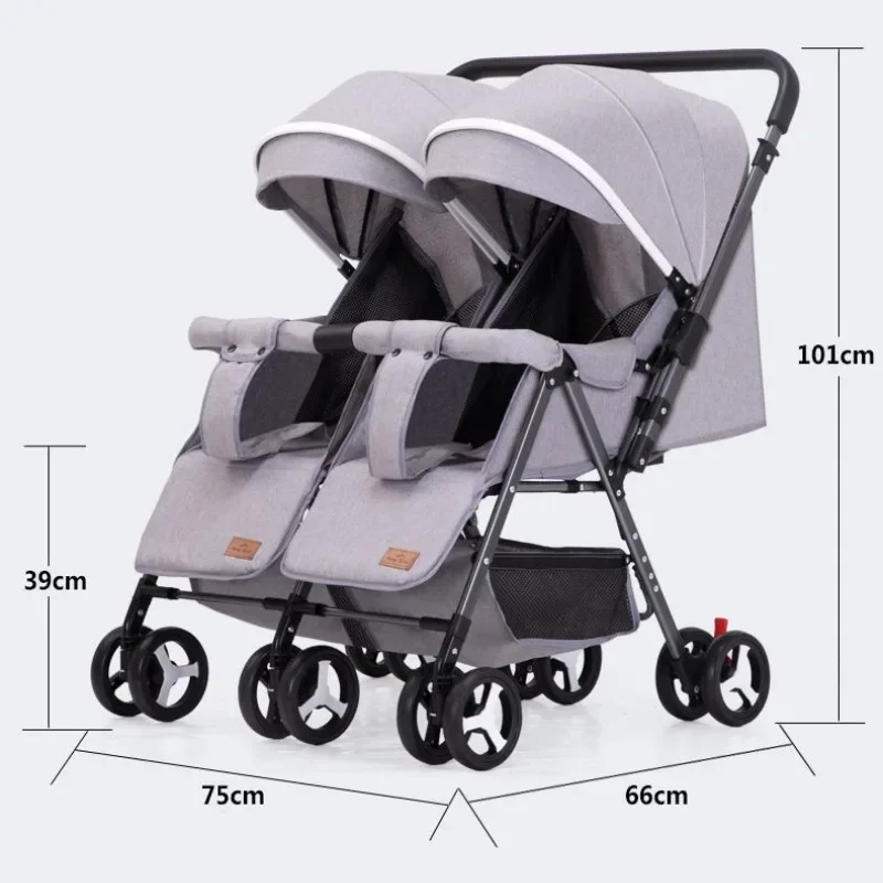 Cochecito gemelo plegable con respaldo ajustable y posición reversible - imagen 3