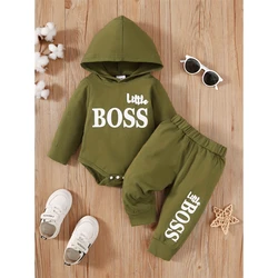 Conjunto deportivo de pelele y pantalón para bebé – Manga larga con capucha