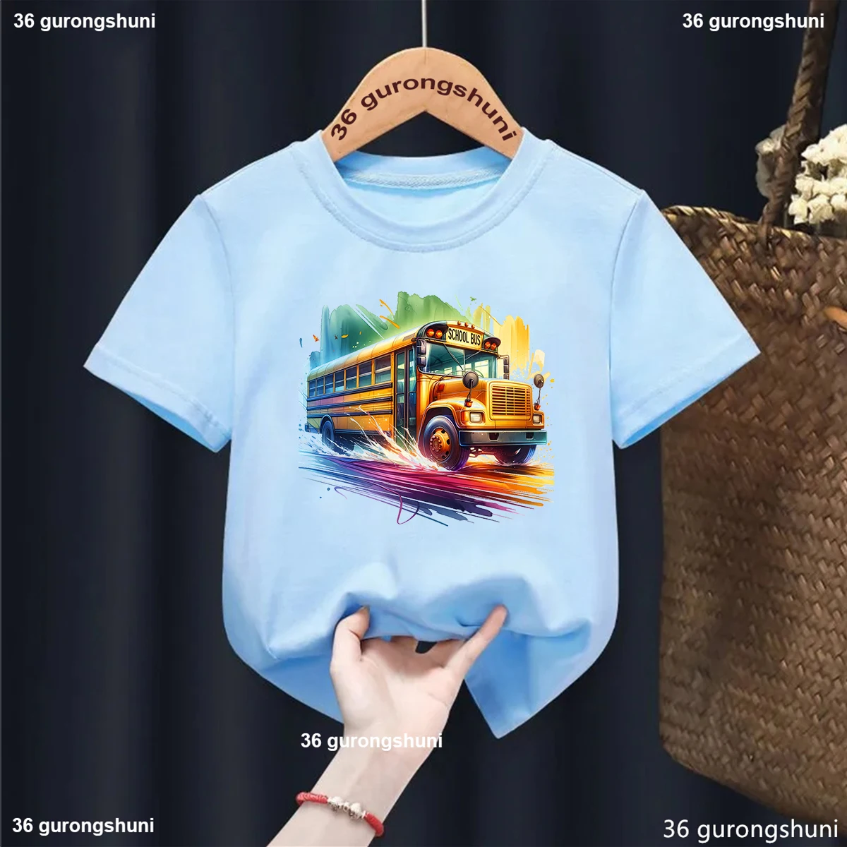 Camiseta estampada arcoíris para niños – estilo tierno de acuarela - imagen 3