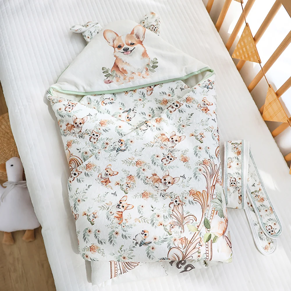 Manta de recién nacido de algodón con estampado