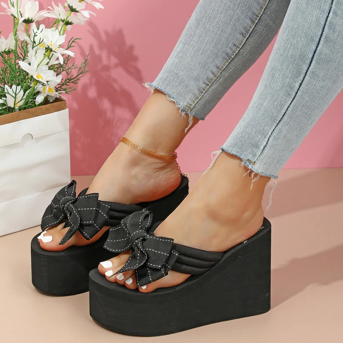 Chanclas con plataforma y lazo para niño - Verano
