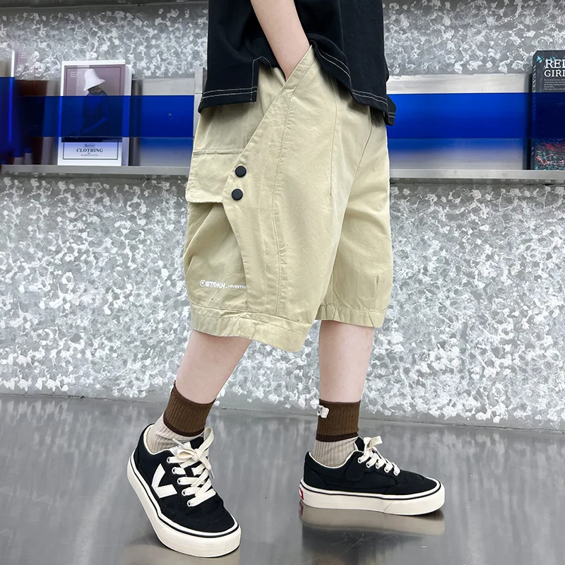 Pantalones cortos de algodón para adolescentes – holgados y lisos - imagen 3