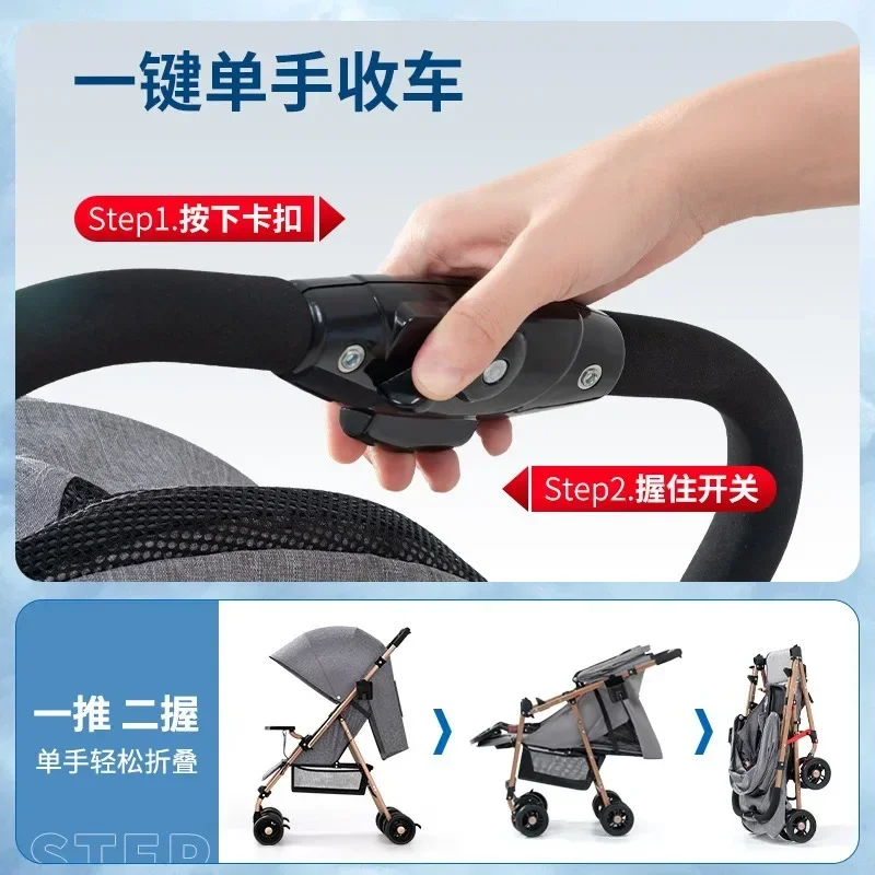 Carrito de bebé bidireccional plegable con asiento reversible