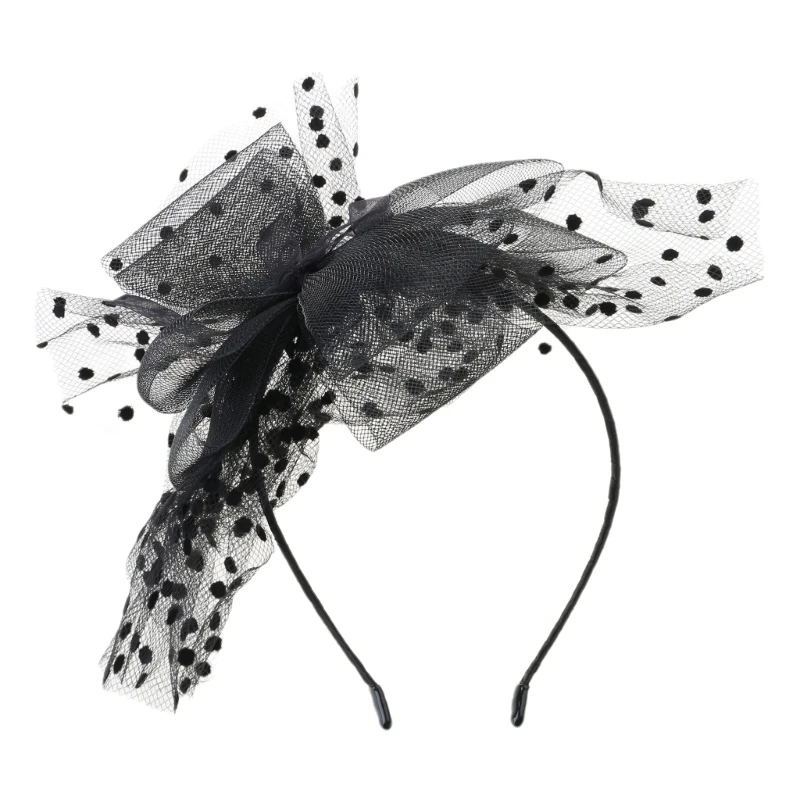 Diadema vintage con lazo de lunares ultragrande para mujer - imagen 4