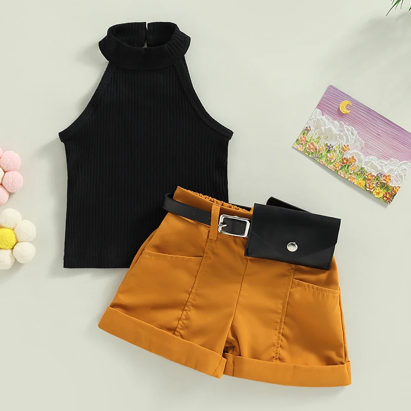 Conjunto de verano infantil sin mangas – Top halter y pantalón corto - imagen 4