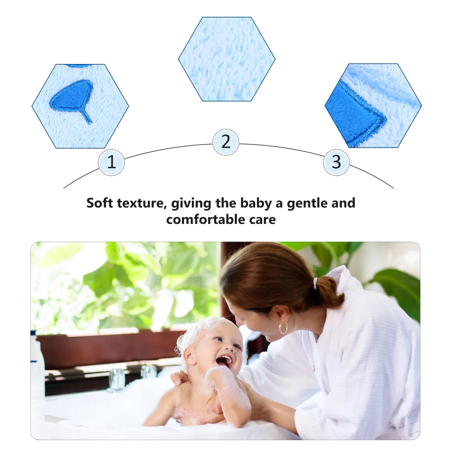 Manopla de baño para bebé, algodón suave, portátil y ligera