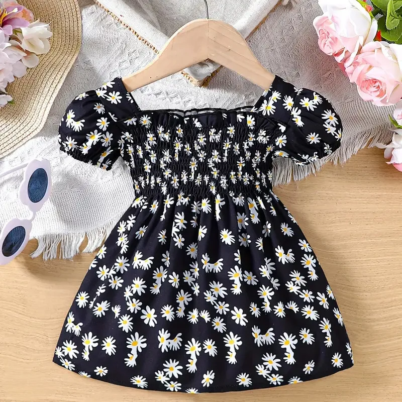 Vestido bebé niña floral de verano con mangas abullonadas - imagen 5