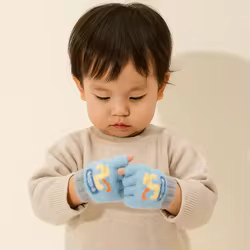 Guantes infantiles de medio dedo con dibujos animados tejido calido