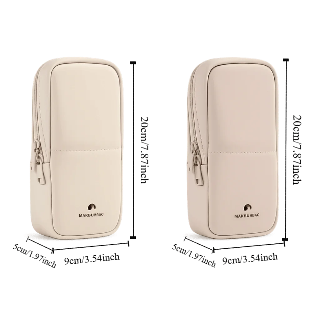 Bolsa de maquillaje impermeable beige con compartimentos